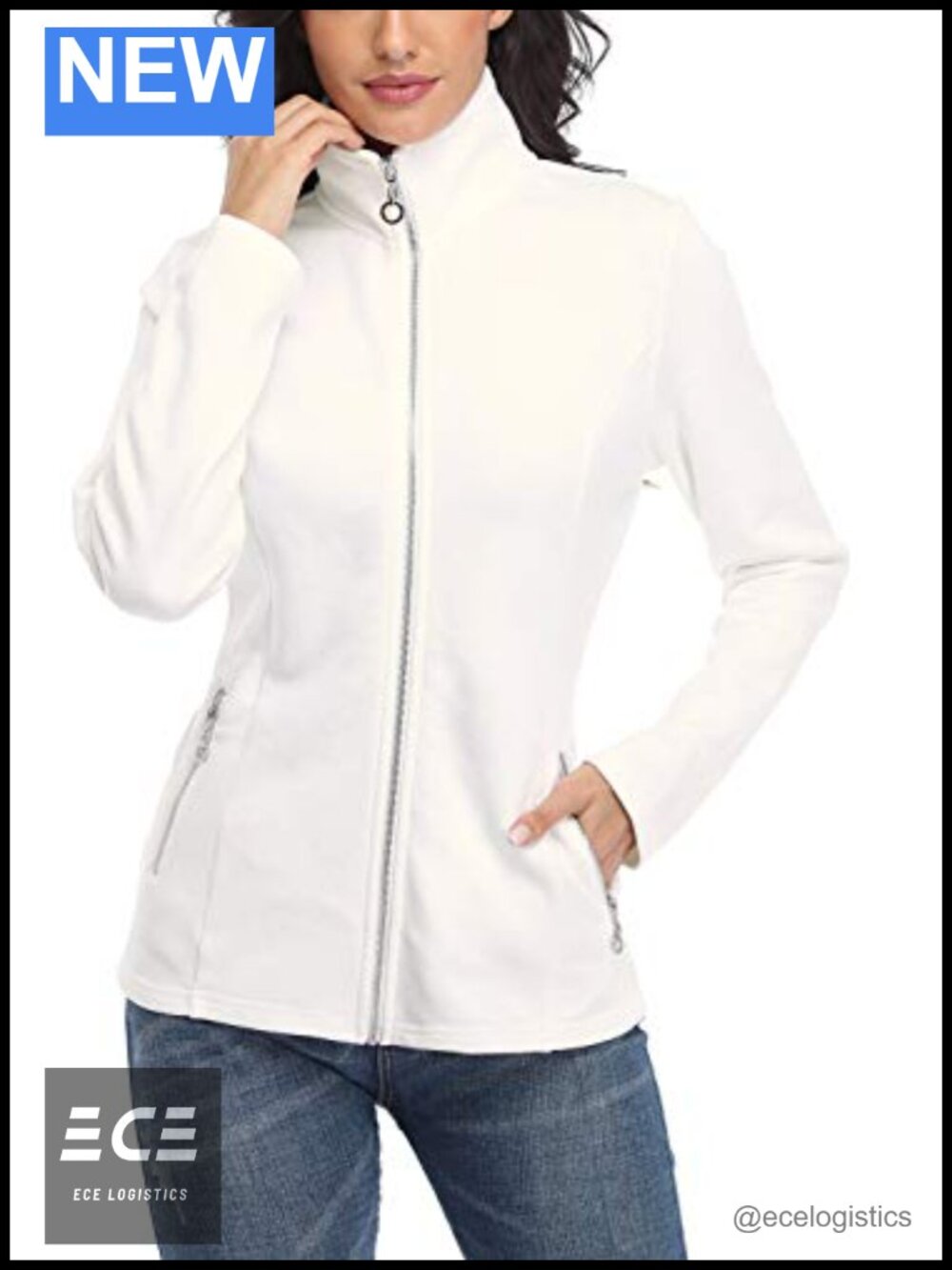 Women's Full Zip Stand Collar Jacket Slim Fit Casual Running Coat with Pockets